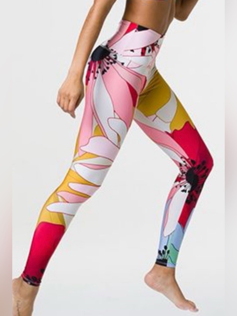 Onzie szS/M High Rise Psychedelic Vivid Florals Yoga Running Leggings Excellent